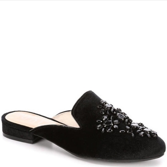 Unisa Shoes - Unisa Rhinestone Embellished Velvet Mules
